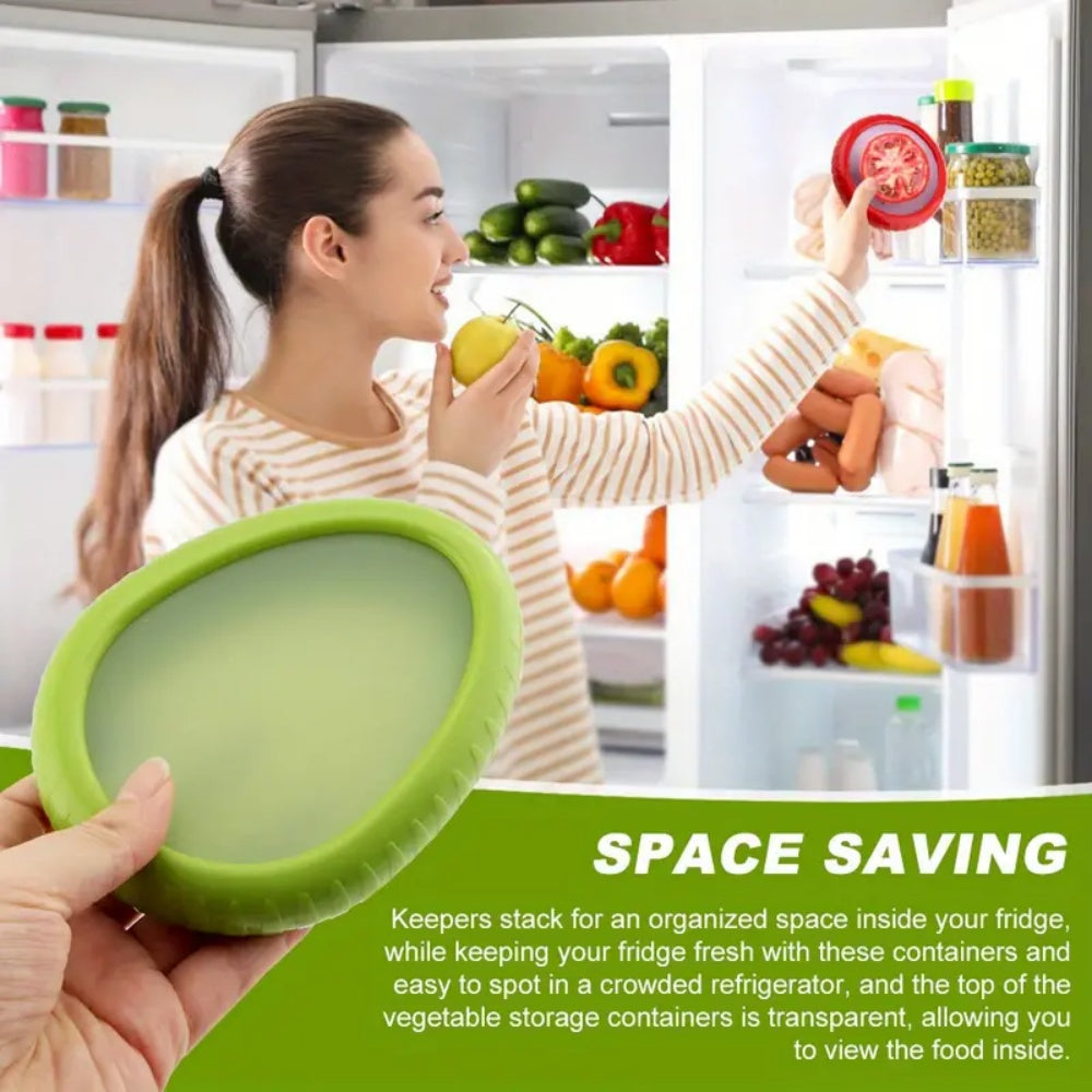 Silicone Fruit, Vegetable Fresh-Keeping Box, Portable, Stackable, Leak Proof Food Storage Container Set for Longer Fresh
