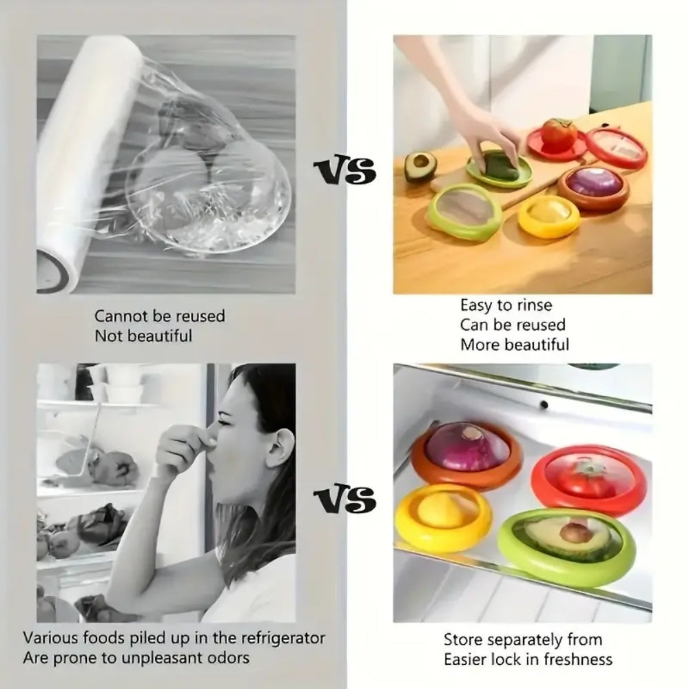 Silicone Fruit, Vegetable Fresh-Keeping Box, Portable, Stackable, Leak Proof Food Storage Container Set for Longer Fresh
