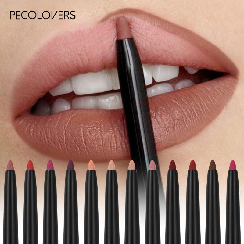 Red Contour Tint Pencil, Waterproof Matte Lipliner, Moisturising Lips Makeup, Long Lasting Lipstick, Non stick Cup Wear