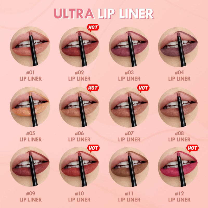 Red Contour Tint Pencil, Waterproof Matte Lipliner, Moisturising Lips Makeup, Long Lasting Lipstick, Non stick Cup Wear