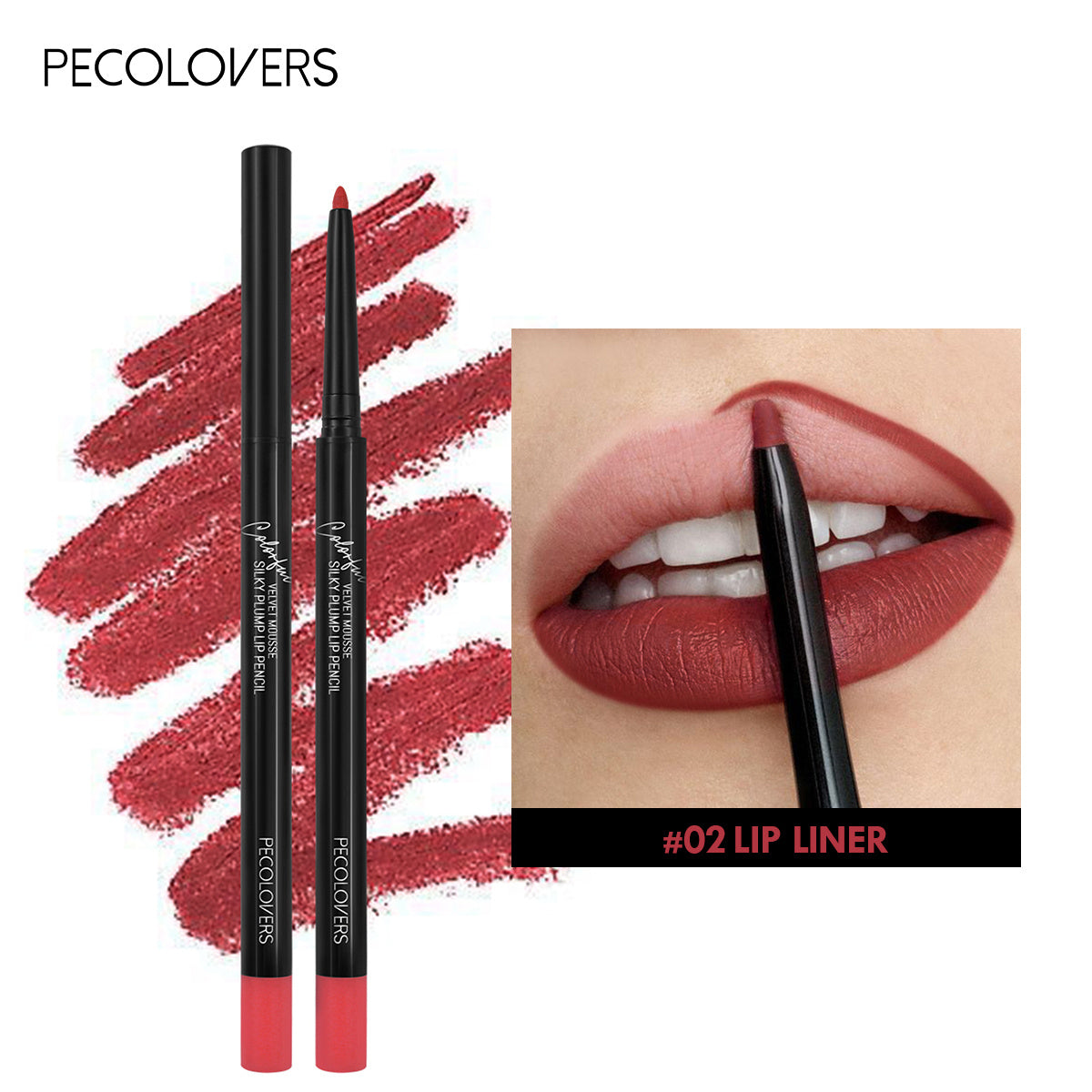 Red Contour Tint Pencil, Waterproof Matte Lipliner, Moisturising Lips Makeup, Long Lasting Lipstick, Non stick Cup Wear