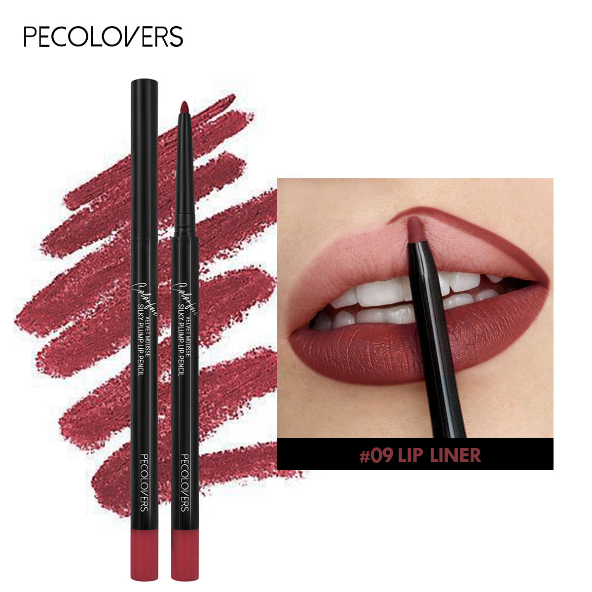 Red Contour Tint Pencil, Waterproof Matte Lipliner, Moisturising Lips Makeup, Long Lasting Lipstick, Non stick Cup Wear