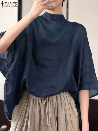 AllSeason Bat Sleeve Asymmetrical Blouse  2024 Lightweight Summer Tunic 1