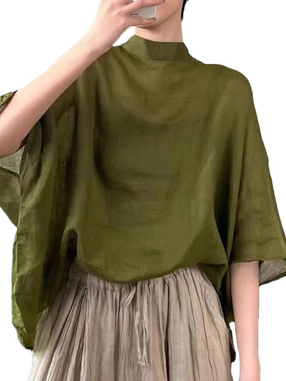 AllSeason Bat Sleeve Asymmetrical Blouse  2024 Lightweight Summer Tunic 4