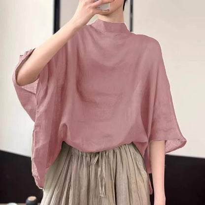 AllSeason Bat Sleeve Asymmetrical Blouse  2024 Lightweight Summer Tunic 6