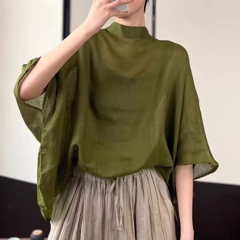 AllSeason Bat Sleeve Asymmetrical Blouse  2024 Lightweight Summer Tunic 7