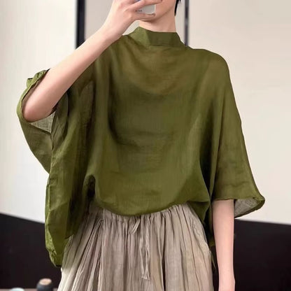 AllSeason Bat Sleeve Asymmetrical Blouse  2024 Lightweight Summer Tunic 7