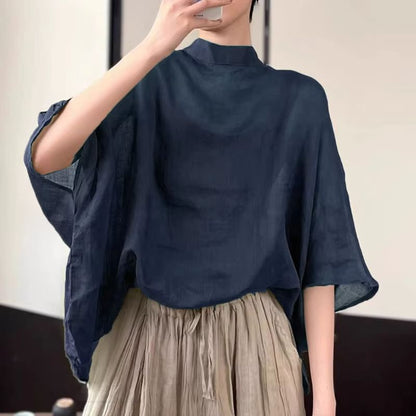 AllSeason Bat Sleeve Asymmetrical Blouse  2024 Lightweight Summer Tunic 8