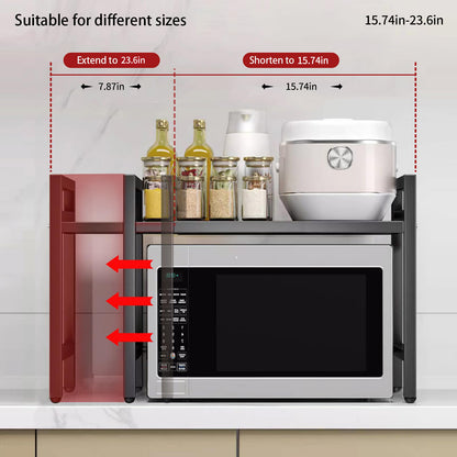 1pc Expandable Microwave Shelf Organizer, Moisture Rust Proof Countertop Organizer for Tableware Storage