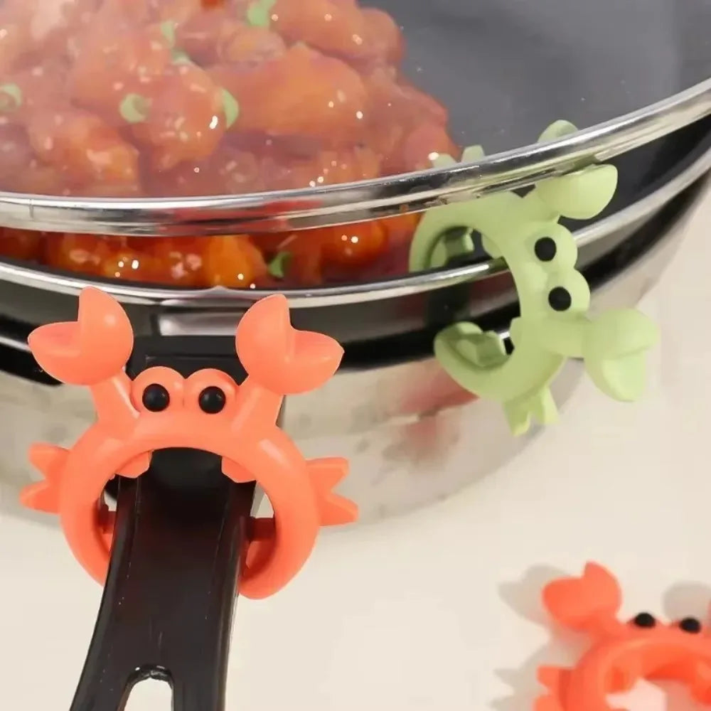 41PCS Silicone Spatula Rack Small Crab AntiScalding Pot Clip Universal Spoon Holder Clip Overflow S 1