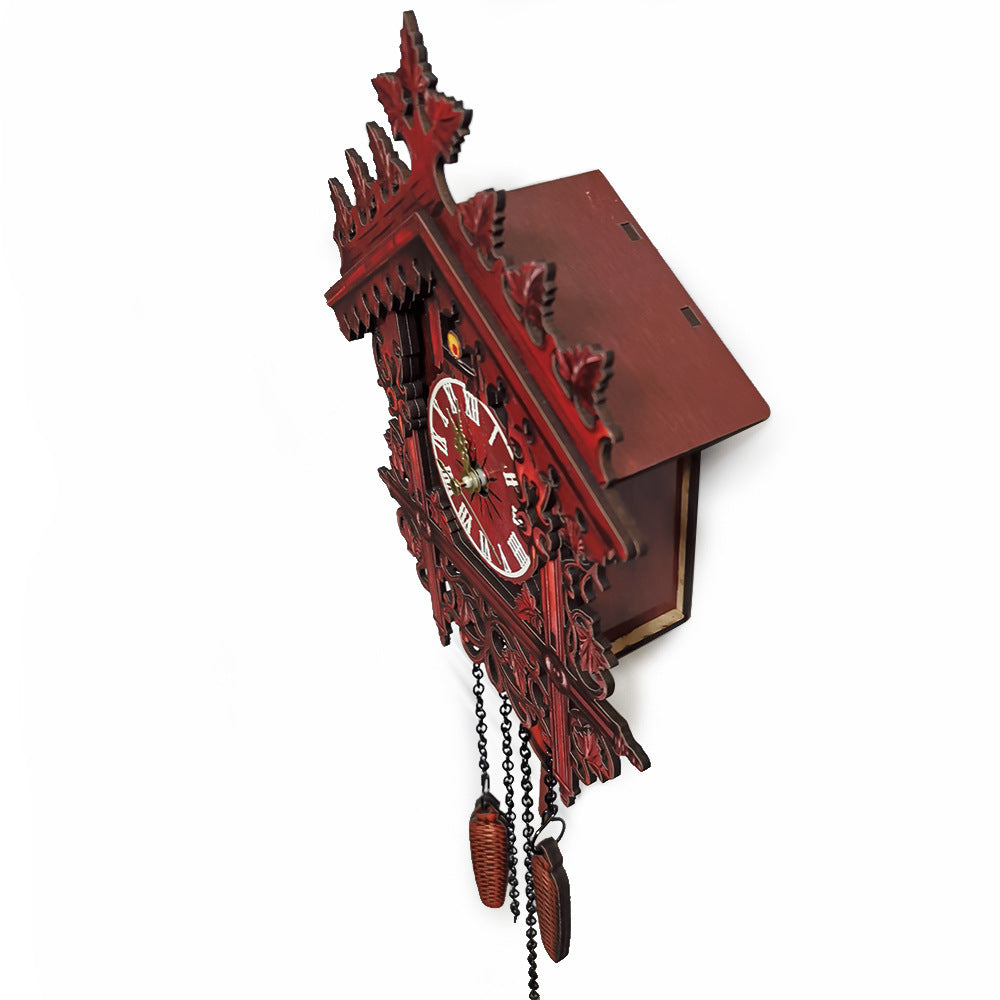 Handcrafted Vintage Cuckoo Clock Tree House Swing, MDF Wooden Wall Clock with Roman Numbers, Home Office Decor