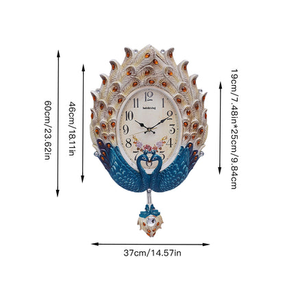 Exquisite Wall Mounted Clock with Lifelike Animal Feathers, Large Digital Display, Quartz Movement, Perfect Decorative