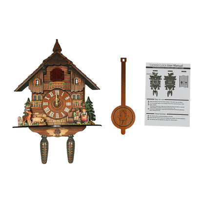 Retro Wooden Cuckoo Wall Clock with Pendulum, Vintage Hanging Clock for Bedroom, Office, Living Room Wall Decoration