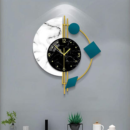 Creative Silent Wall Clock for Living Room Bedroom, Semicircle Marble Quartz Clock, Elegant Wall Decor Gift