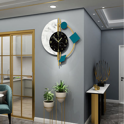 Creative Silent Wall Clock for Living Room Bedroom, Semicircle Marble Quartz Clock, Elegant Wall Decor Gift