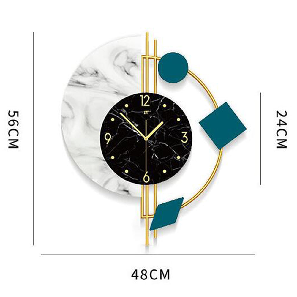 Creative Silent Wall Clock for Living Room Bedroom, Semicircle Marble Quartz Clock, Elegant Wall Decor Gift