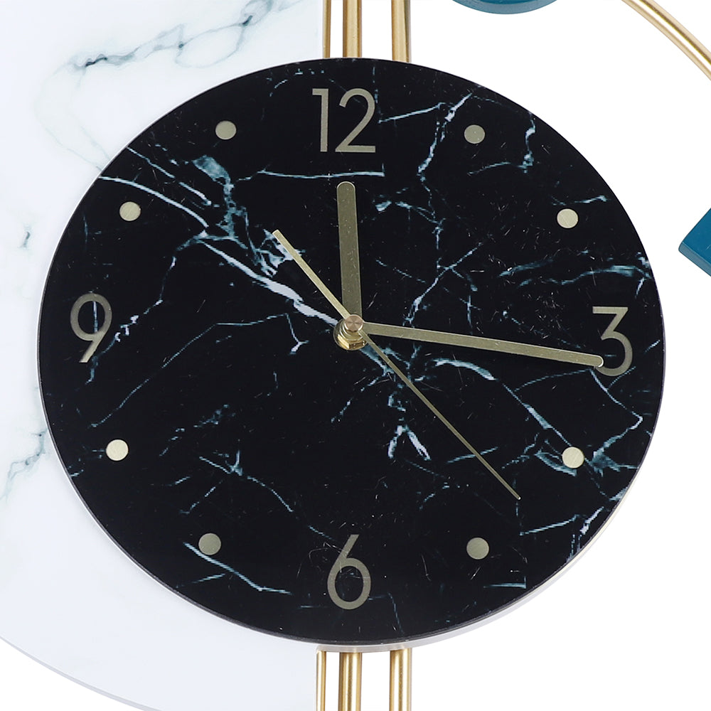 Creative Silent Wall Clock for Living Room Bedroom, Semicircle Marble Quartz Clock, Elegant Wall Decor Gift
