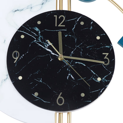 Creative Silent Wall Clock for Living Room Bedroom, Semicircle Marble Quartz Clock, Elegant Wall Decor Gift