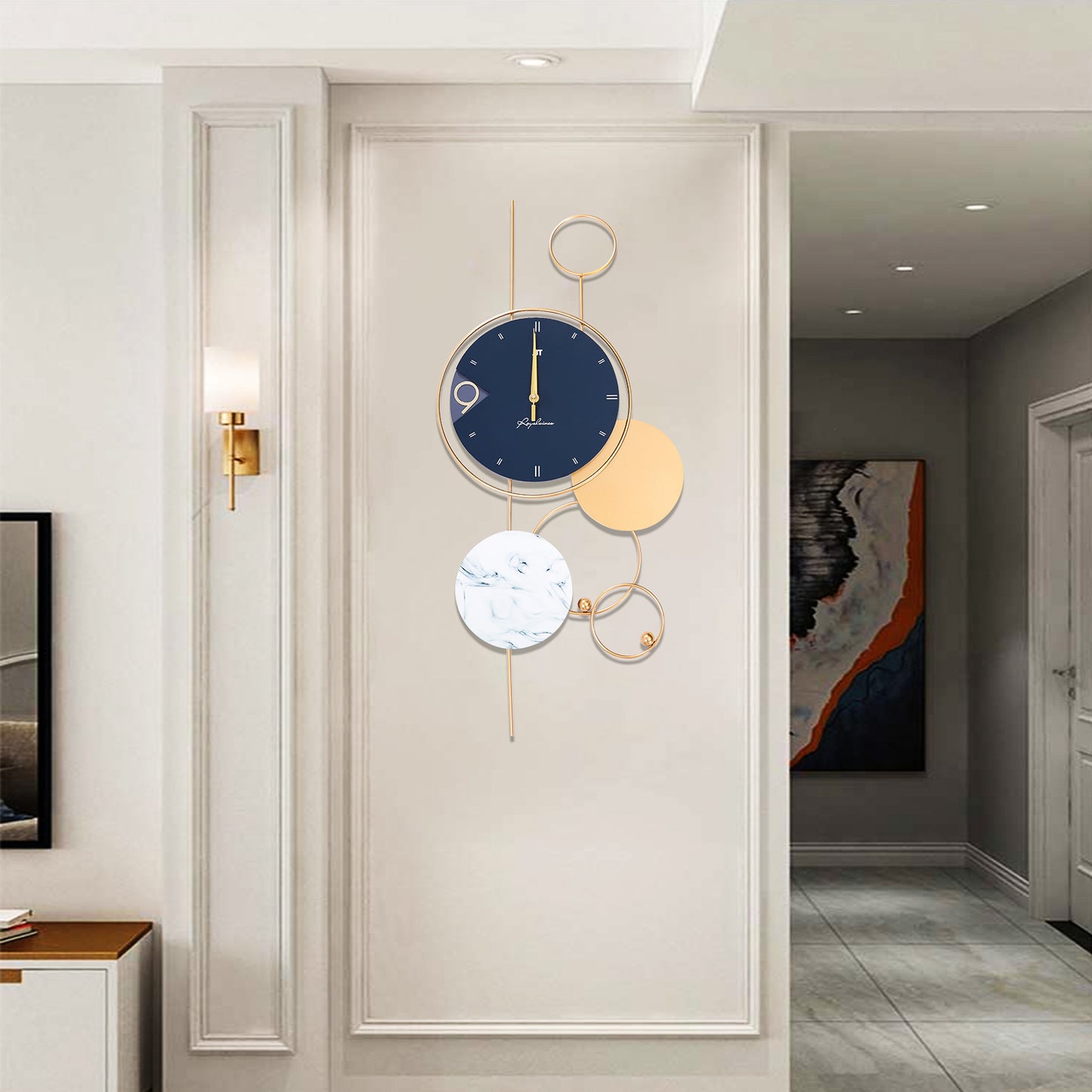 Silent Non-Ticking Wall Clock, Big Wall Clocks for Living Room Decor, Gold Indoor Metal Decorative Clock Battery Operate