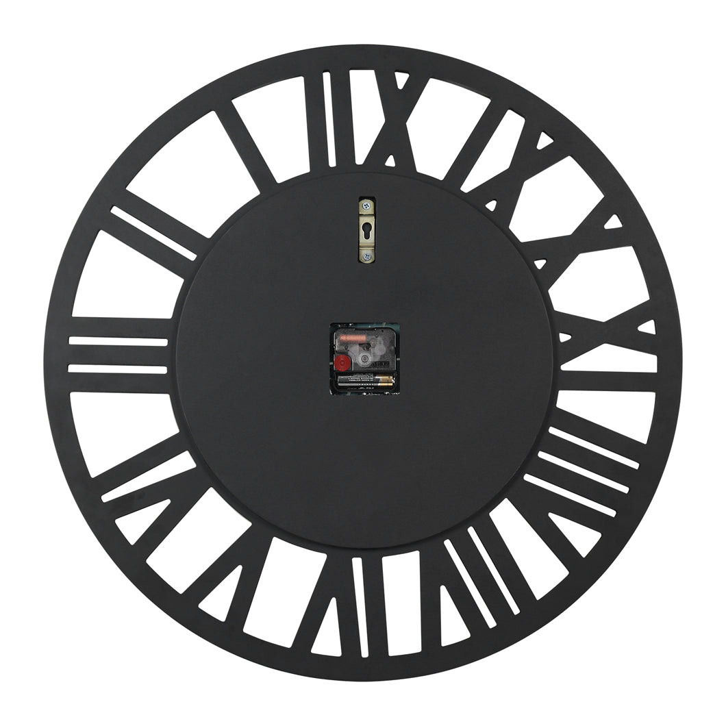 Large Mirrored Wall Clock, Round Roman Skeleton Design, Beveled Elegant Living Room Fireplace Home Decor