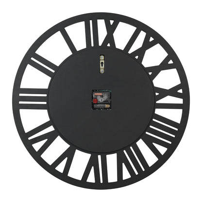 Large Mirrored Wall Clock, Round Roman Skeleton Design, Beveled Elegant Living Room Fireplace Home Decor