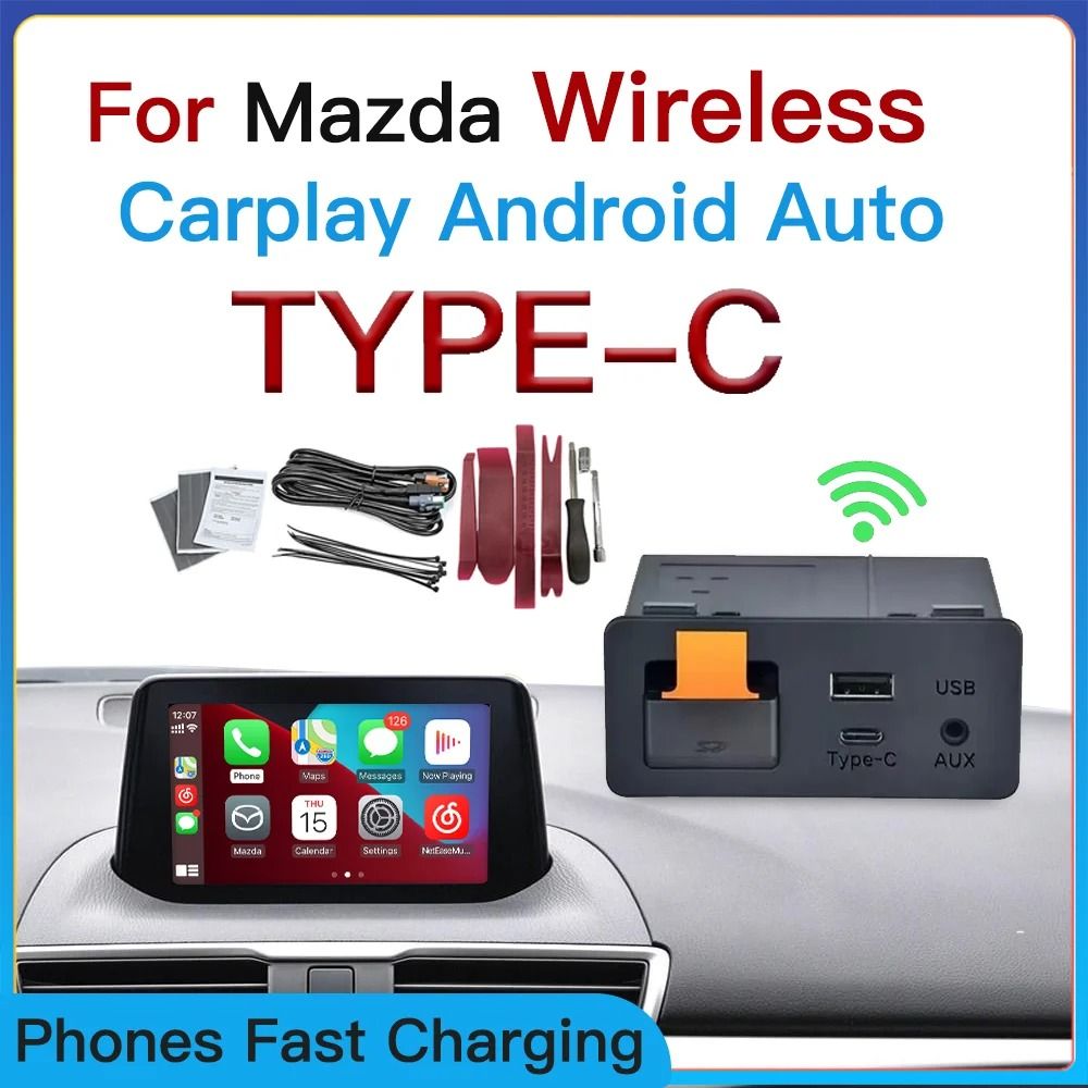 Wireless CarPlay Android Auto Adapter for Mazda Type-C Retrofit