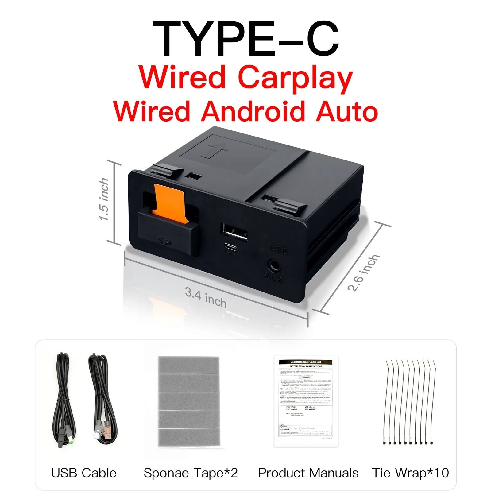 Wireless CarPlay Android Auto Adapter For Mazda TypeC Retrofit 6