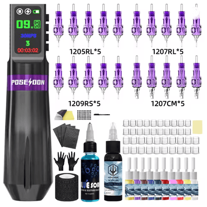 Poseidon Wireless Tattoo Pen Kit Professional Rotary Tattoo Machine Kit 1
