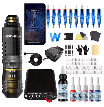 Poseidon Wireless Tattoo Pen Kit Professional Rotary Tattoo Machine Kit 2
