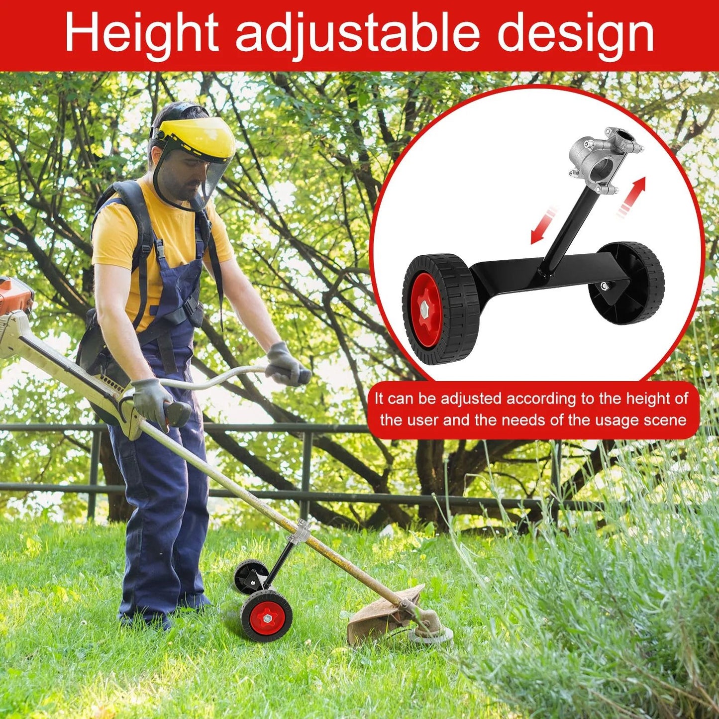 Adjustable Support Wheels For Weed Trimmers And Lawn Edgers 4