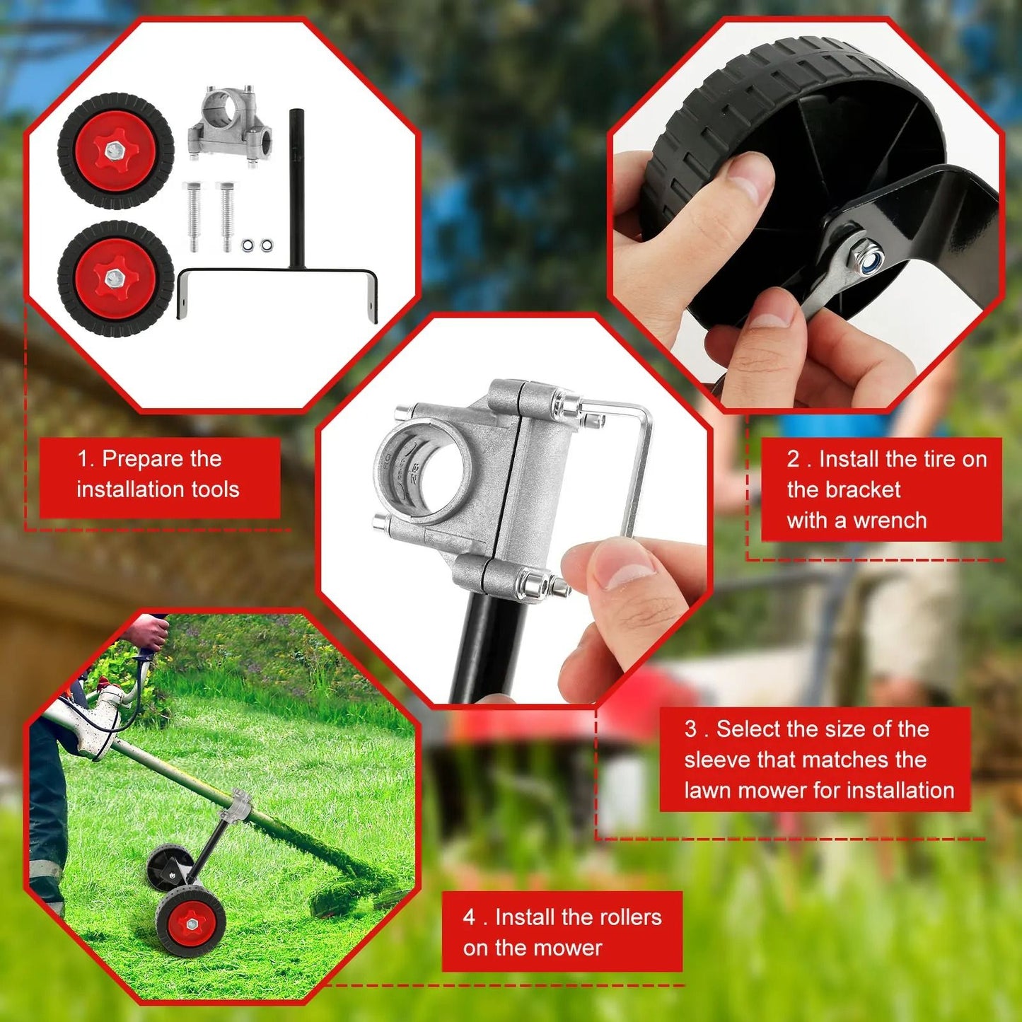 Adjustable Support Wheels For Weed Trimmers And Lawn Edgers 5