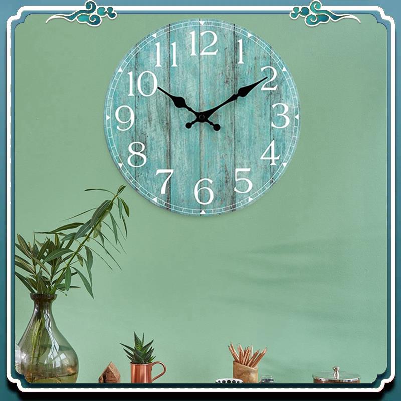 Battery Operated Wall Clock Teal Green, Silent Non-Ticking Turquoise Decorative Clock for Office, Patio, Indoor Outdoor