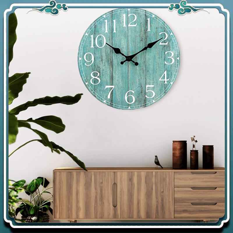 Battery Operated Wall Clock Teal Green, Silent Non-Ticking Turquoise Decorative Clock for Office, Patio, Indoor Outdoor