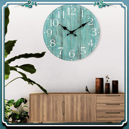 Battery Operated Wall Clock Teal Green, Silent Non-Ticking Turquoise Decorative Clock for Office, Patio, Indoor Outdoor