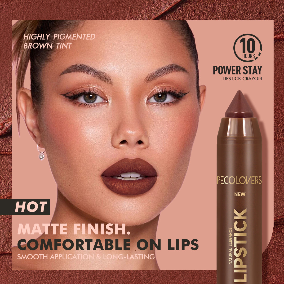 Red Lipstick Pencil Contouring Lipliner Outline Tint, Fine Tip Lip Liner, Sexy Brown Lip Crayon, Soft Mist Matte Pen