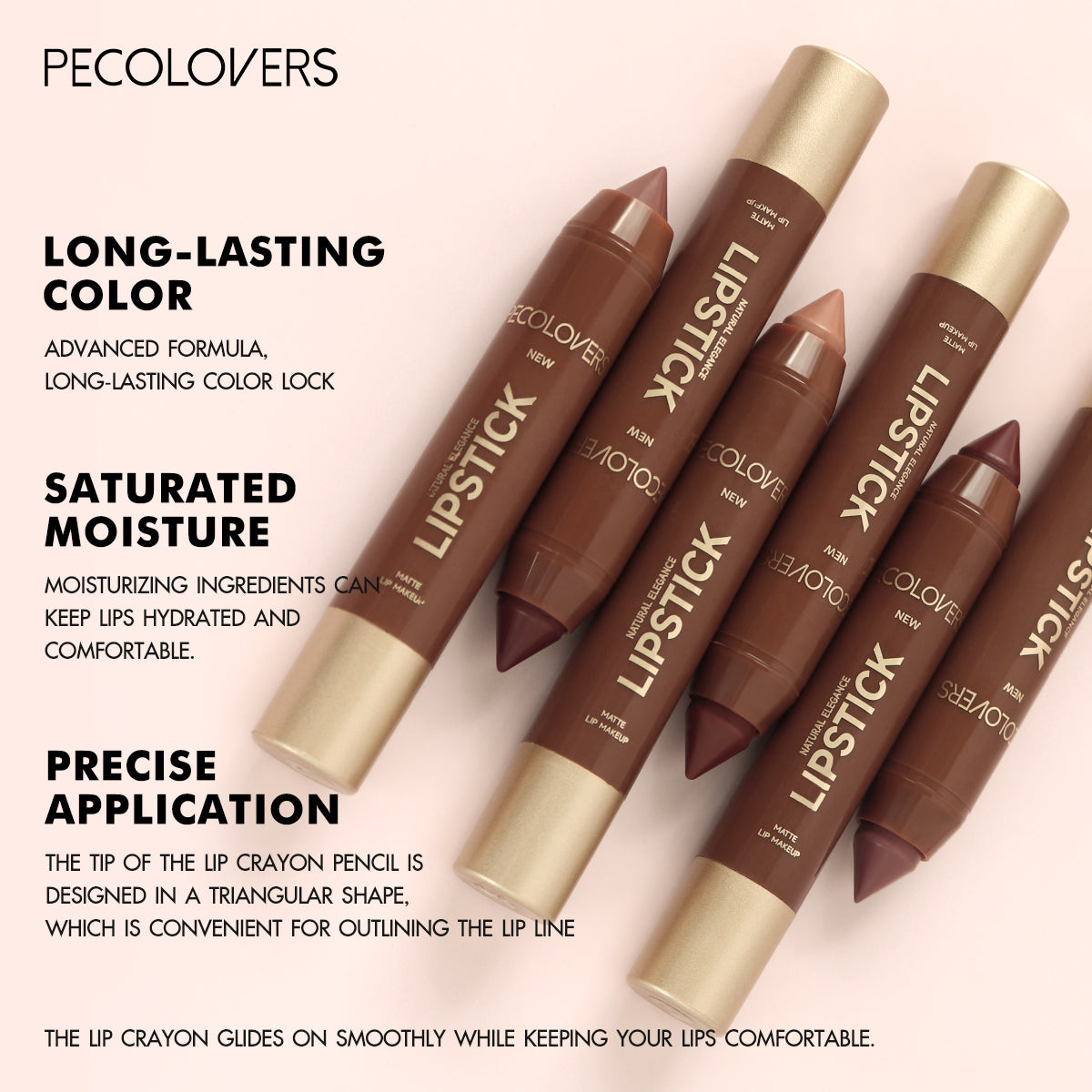 Red Lipstick Pencil Contouring Lipliner Outline Tint, Fine Tip Lip Liner, Sexy Brown Lip Crayon, Soft Mist Matte Pen