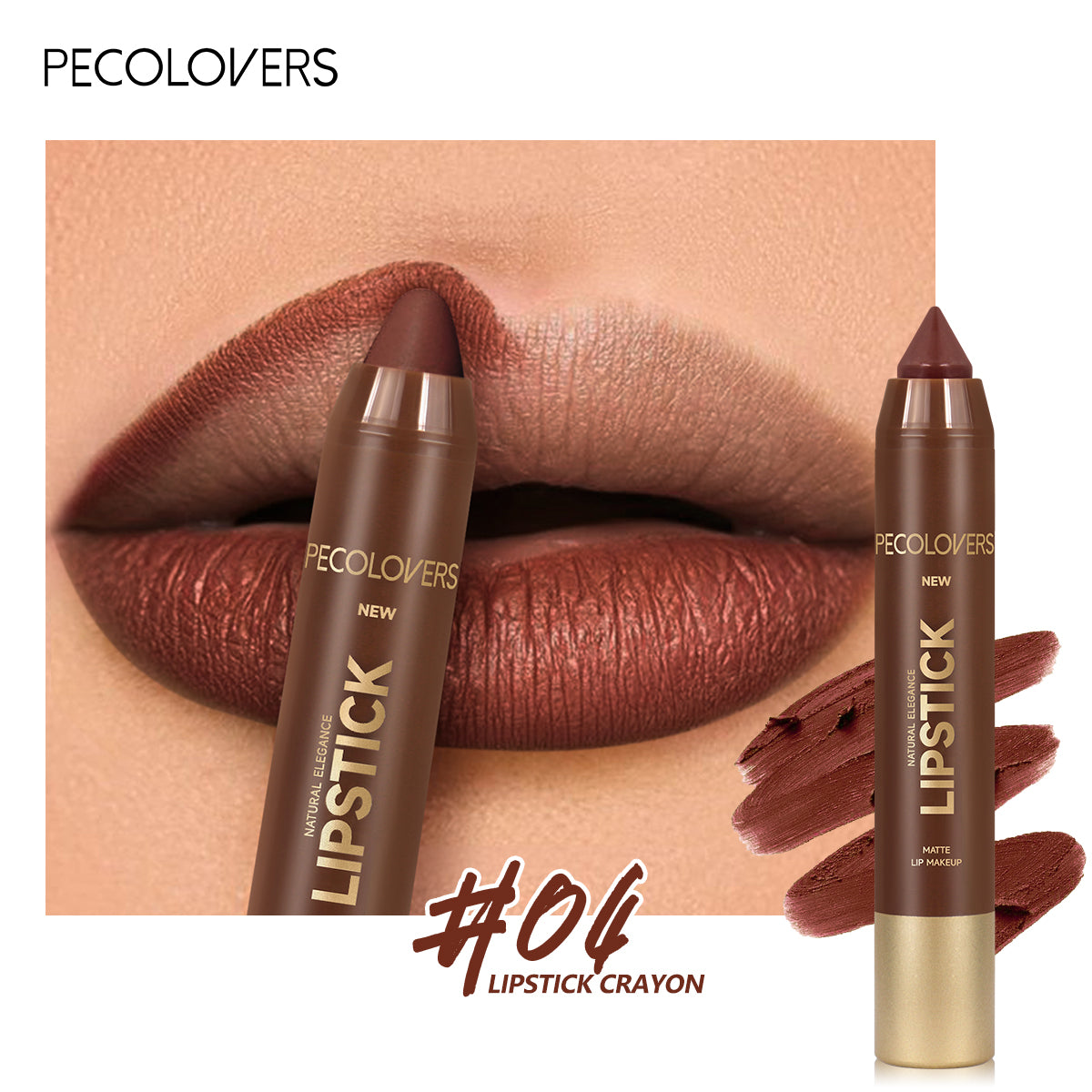 Red Lipstick Pencil Contouring Lipliner Outline Tint, Fine Tip Lip Liner, Sexy Brown Lip Crayon, Soft Mist Matte Pen