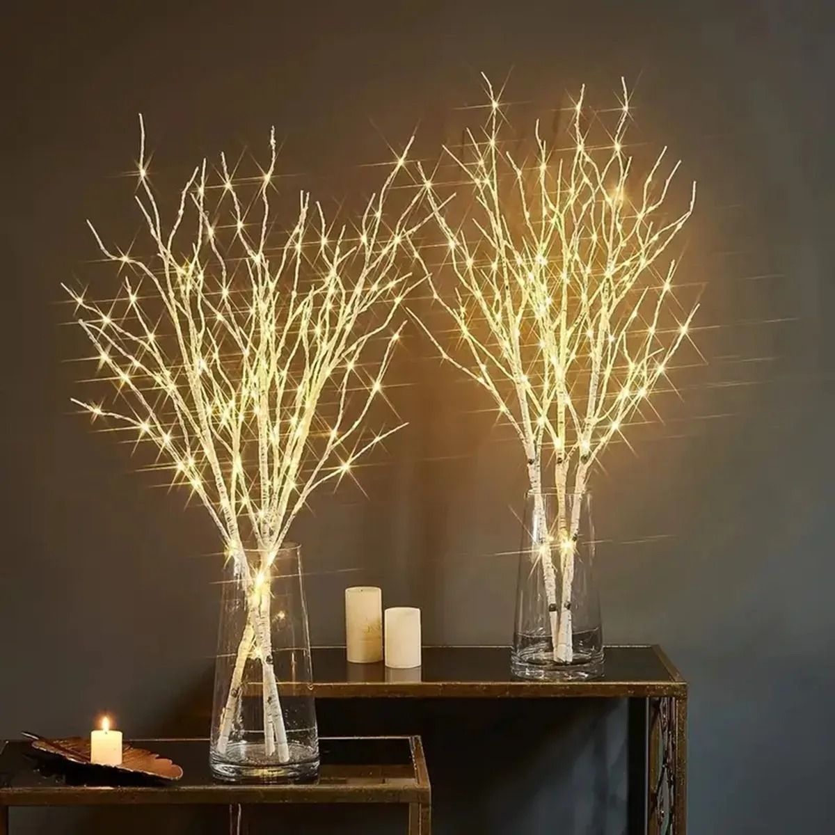 White Birch Branch Fairy Lights Battery Operated for Home and Outdoor Decor