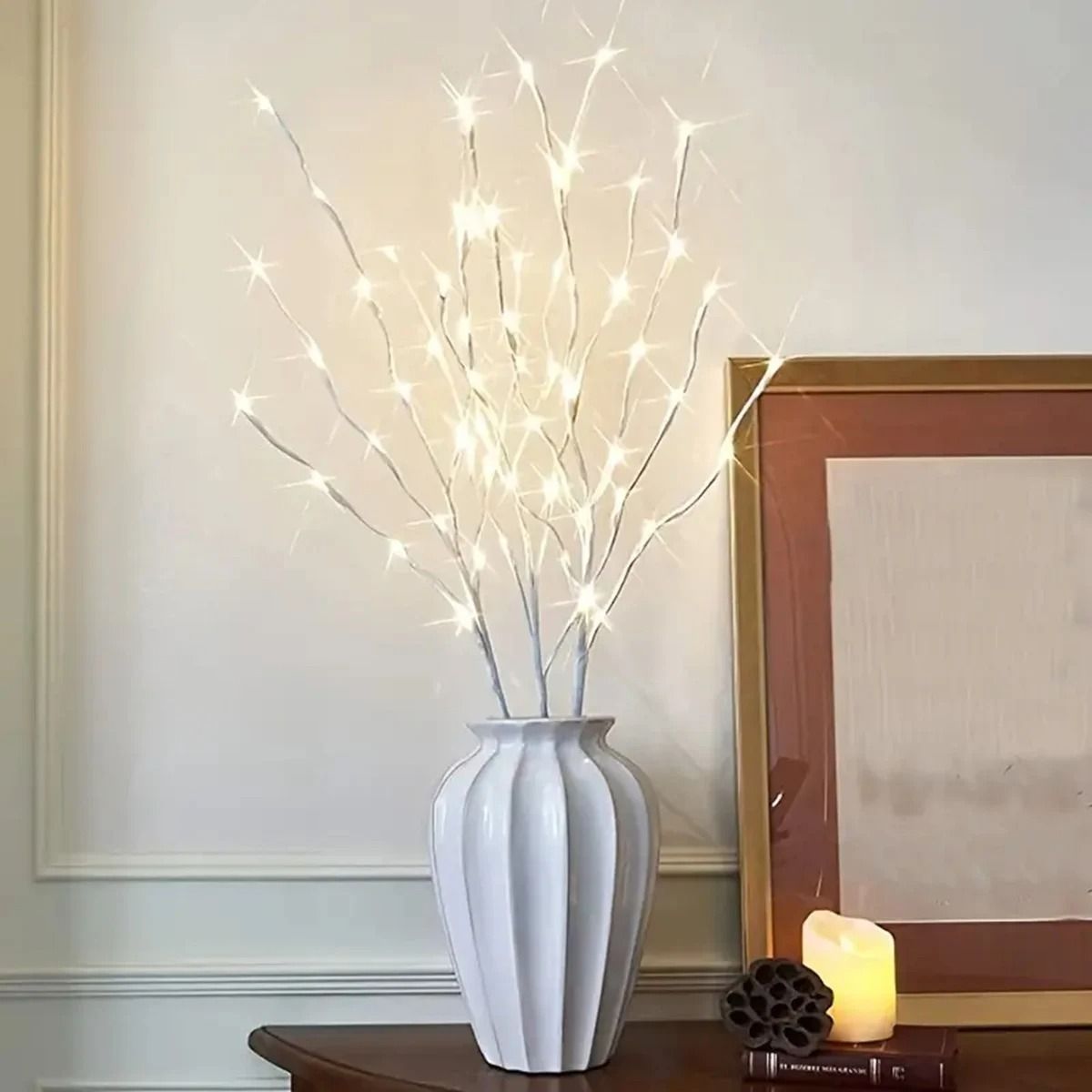 White Birch Branch Fairy Lights Battery Operated For Home And Outdoor Decor 3