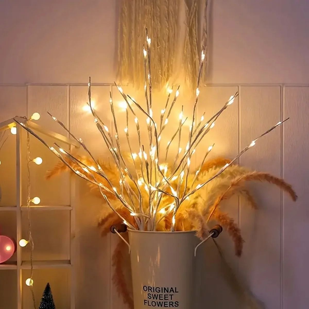 White Birch Branch Fairy Lights Battery Operated For Home And Outdoor Decor 4