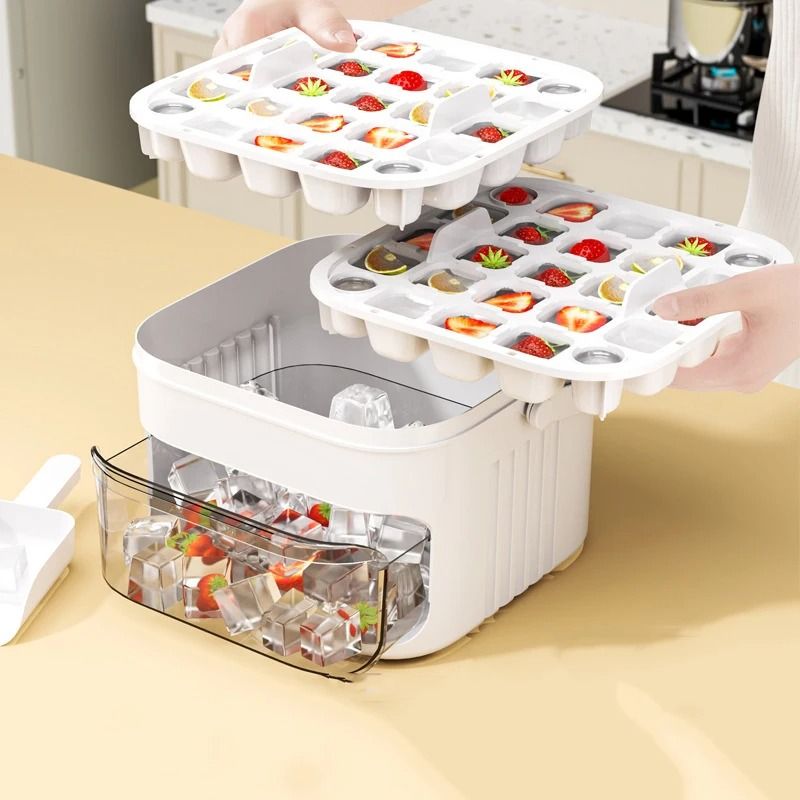 Fifty Cube Ice Mold With Press Top Lid Reusable Ice Maker Tray 3