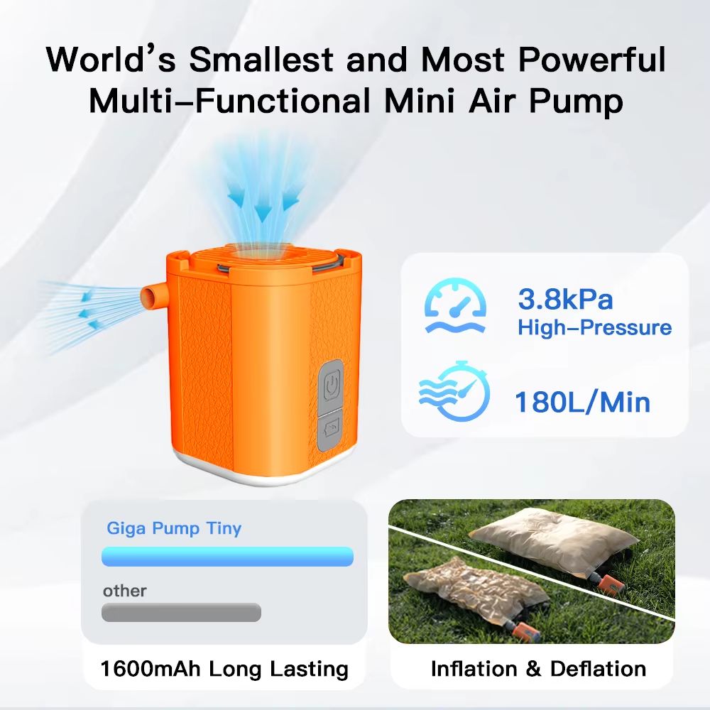 Aerogogo GIGA Pump Tiny 3in1 Mini Inflator  Portable Air Pump Deflator And Lantern 1