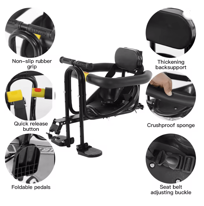 Lixada Front Mounted Child Bike Seat With Pedals And Support 1
