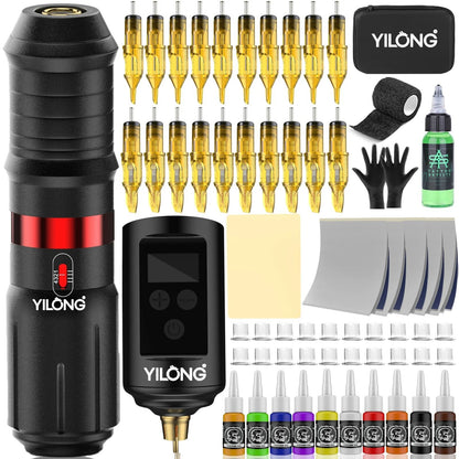 Wireless Tattoo Machine Kit with Rechargeable Battery and Cartridge Needles