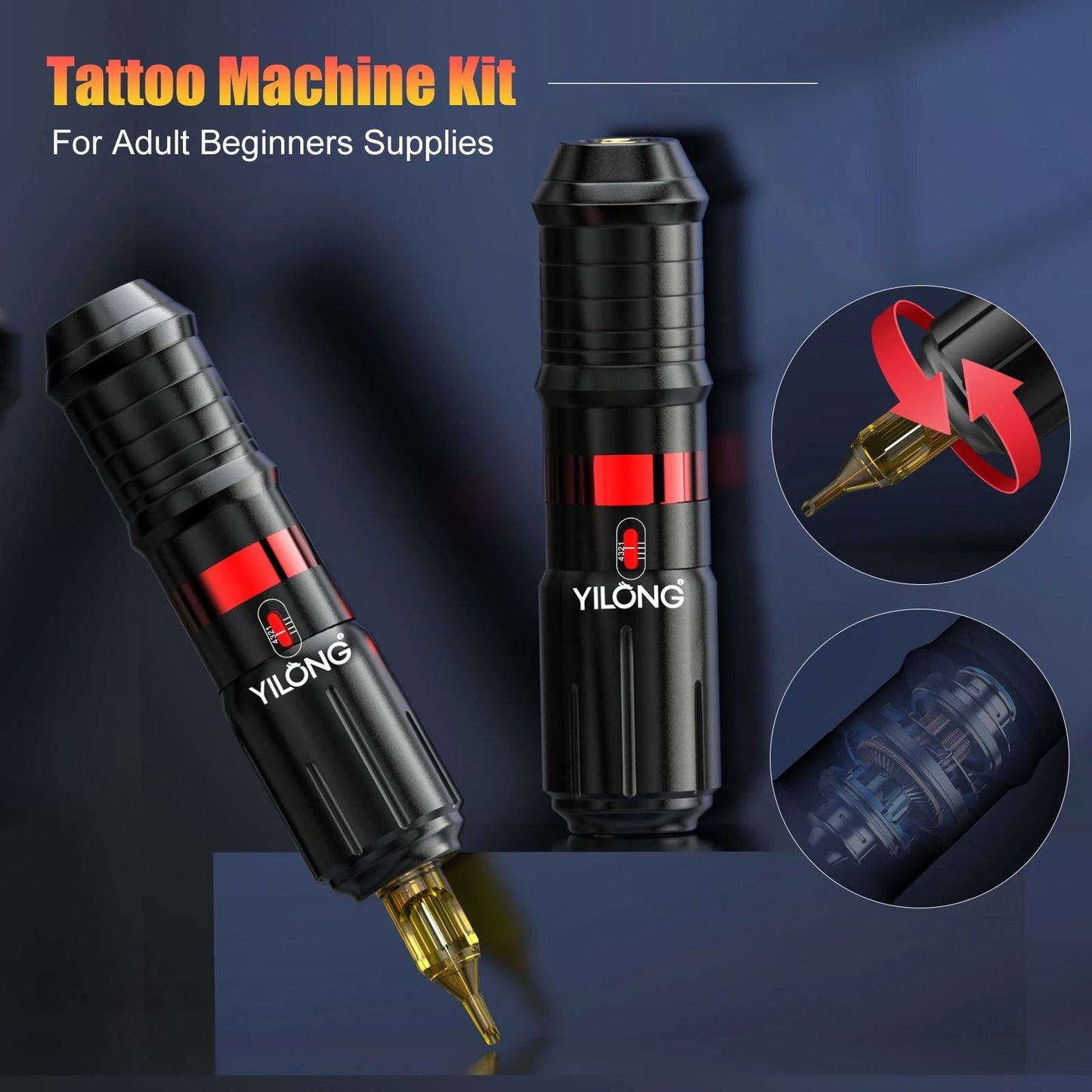 Wireless Tattoo Machine Kit With Rechargeable Battery And Cartridge Needles 1