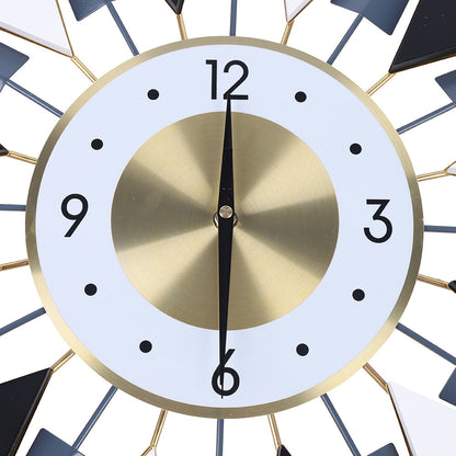 Silent Non Ticking Modern Wall Clock, Large Decorative Sun Clock, Battery Operated Retro Star Wall Decor