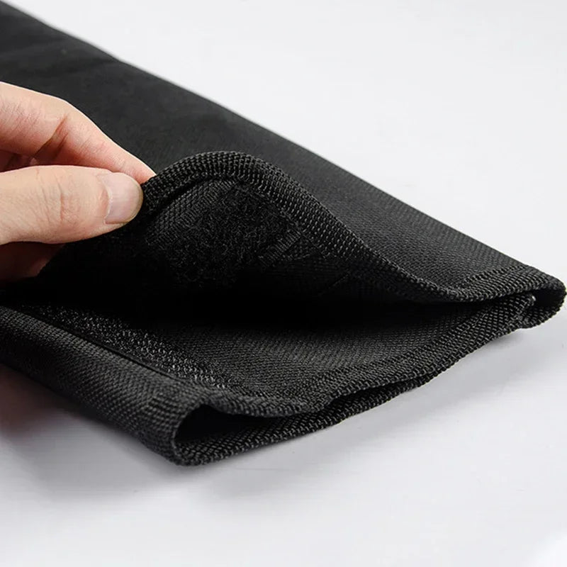 Black Chef Knife Roll Bag, 5 Pocket Portable Carry Case for Kitchen Knives Durable Oxford Storage Bag with Punch Design
