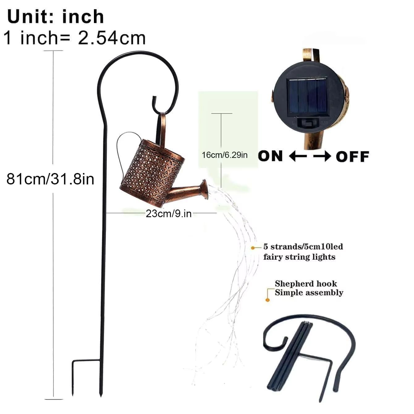 Solar Watering Can Light  Waterproof Hanging Garden Lantern With Fairy LED Cascade 1