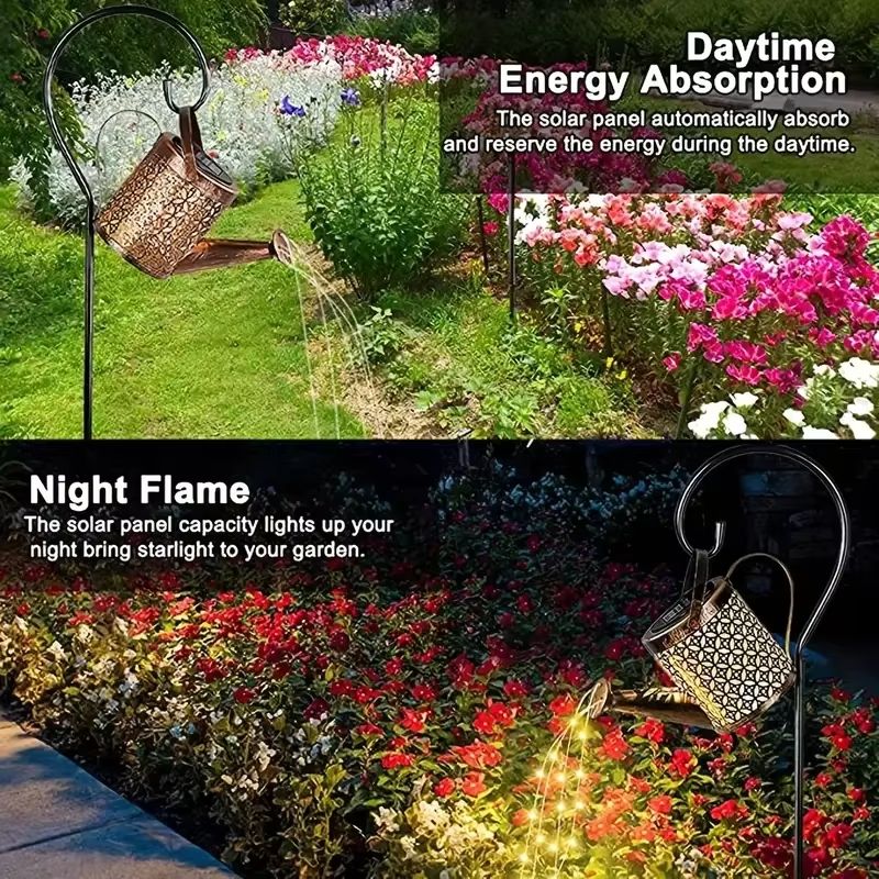 Solar Watering Can Light  Waterproof Hanging Garden Lantern With Fairy LED Cascade 2
