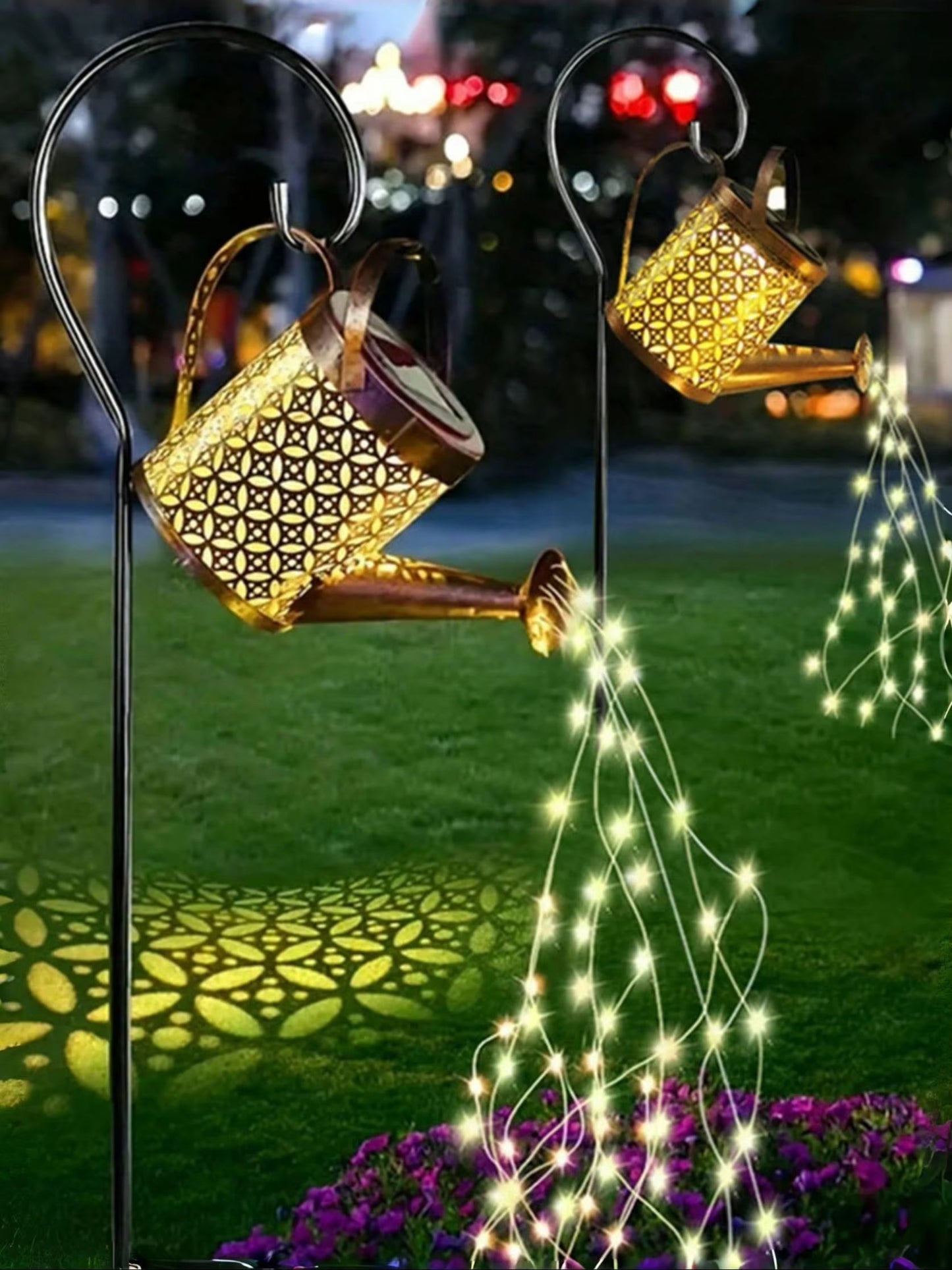 Solar Watering Can Light  Waterproof Hanging Garden Lantern With Fairy LED Cascade 7